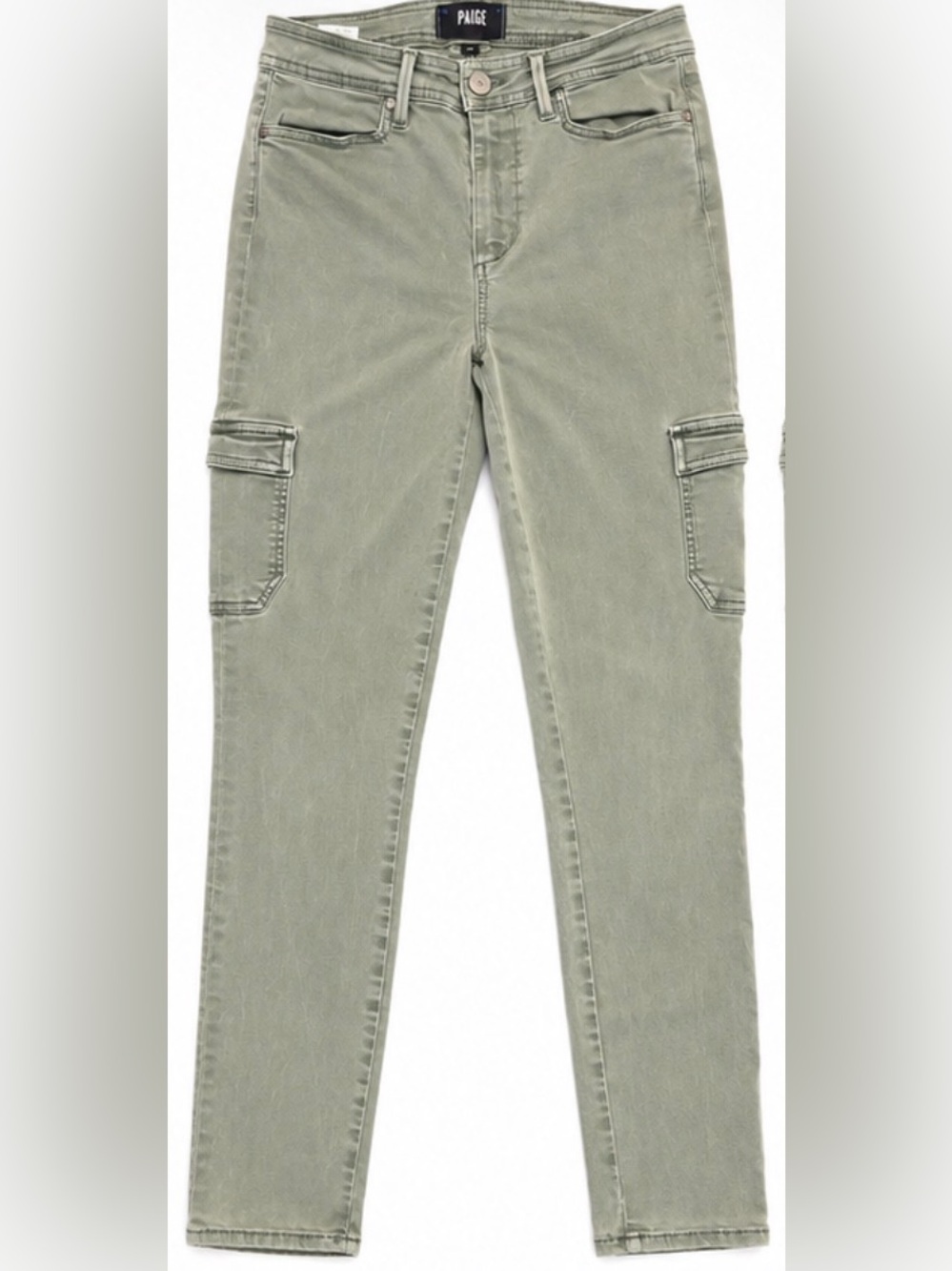 Paige Mayslie Cargo Jogger Straight Leg Jeans Green Waist 29